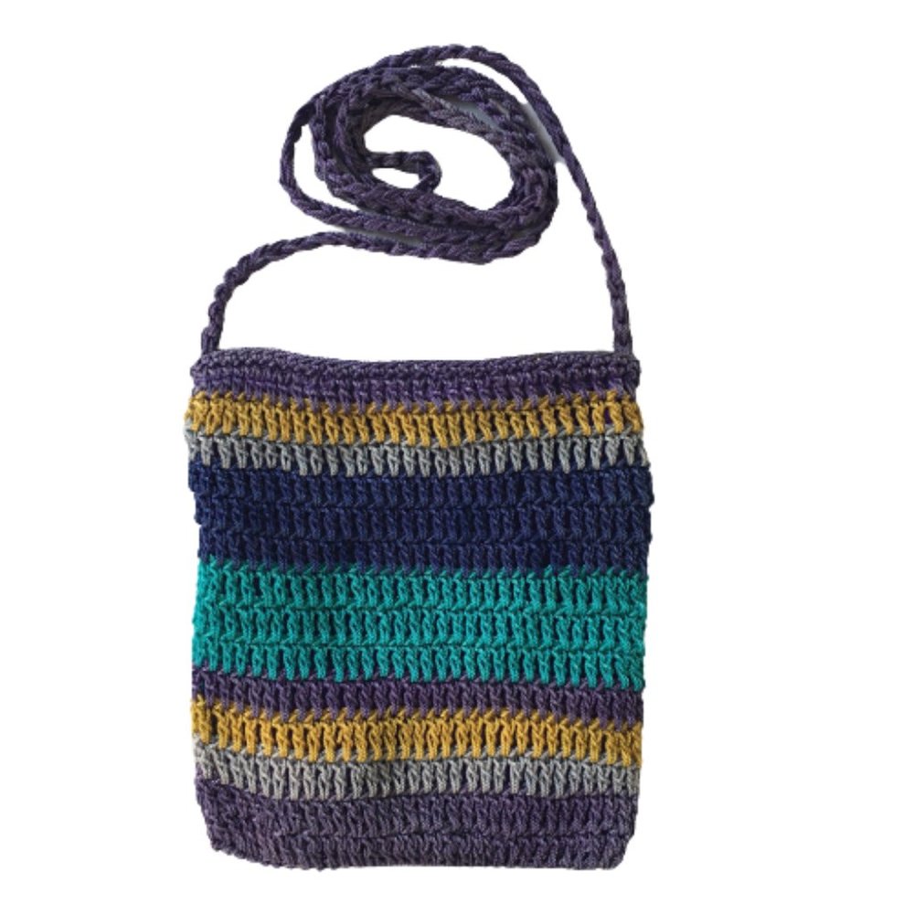 Crochet Striped Small Crossbody Bag